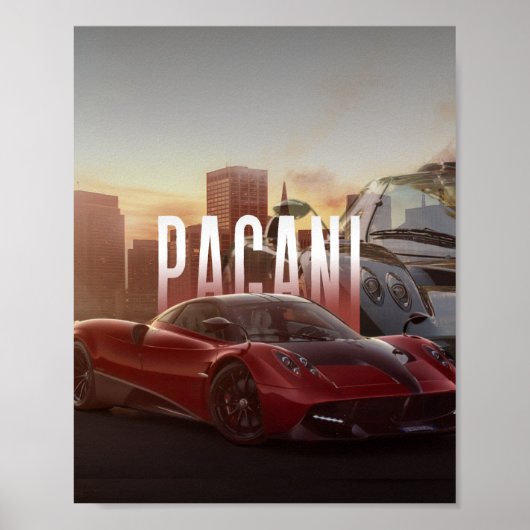 Pagani Supercars Cityscape Poster (Voorkant)