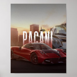 Pagani Supercars Stadslandschap Poster