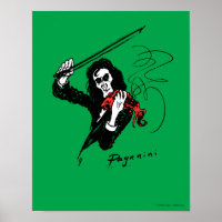Paganini die een rood viool speelt 11x14 poster