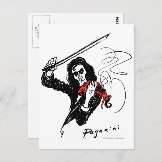 Paganini kleur3 b&w&red 300dpi briefkaart (Voorkant / Achterkant)