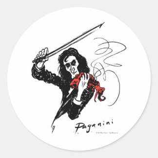 Paganini kleur3 b&w&red 300dpi ronde sticker