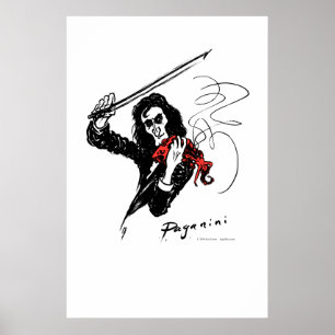Paganini met rode viool poster