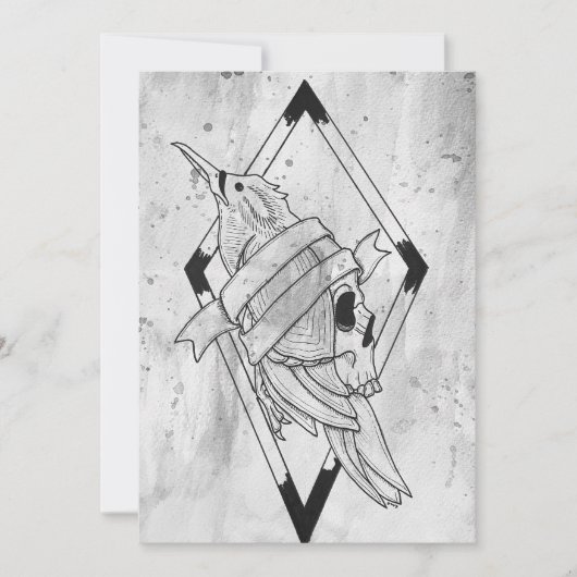 Paganistische gotische schedel kunst feestdagenkaart (Voorkant)