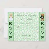 Page Boy - Teddy Bears Apple Green Wedding Invite Kaart (Achterkant)
