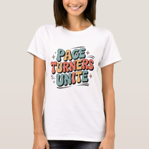 Page Turners Unite Retro Book Lover T-shirt