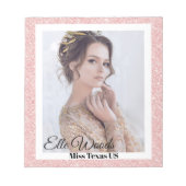 Pageant Autograaf Pad - Roos Gold Glitter Border Notitieblok (Voorkant)