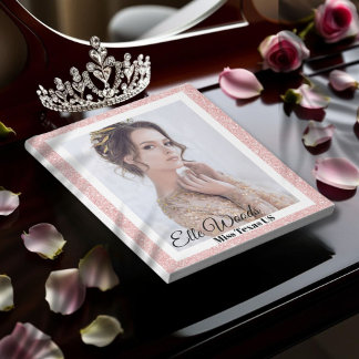 Pageant Autograaf Pad - Roos Gold Glitter Border Notitieblok