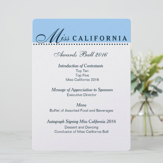 Pageant Awards Bal Programma in Metallic Zilver (Staand voorkant)