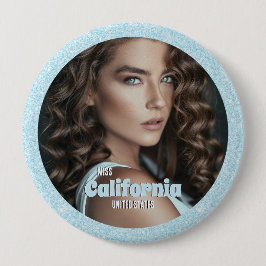 Pageant Button Pin | Aqua Glitter Glitz