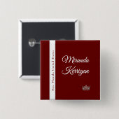 Pageant-Button | Rode achtergrond Vierkante Button 5,1 Cm (Voorkant /achterkant)