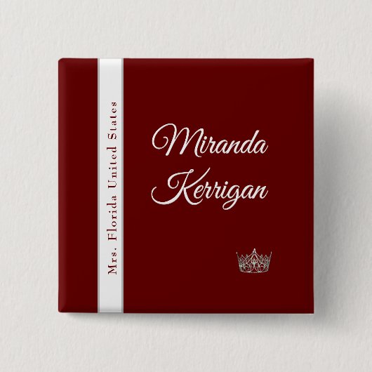 Pageant-Button | Rode achtergrond Vierkante Button 5,1 Cm (Voorkant)