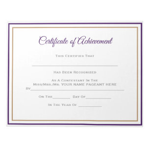 Pageant Certificates-Achievmming Notitieblok
