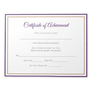 Pageant Certificates-Achievmming Notitieblok