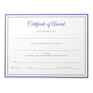 Pageant Certificates-Award Notitieblok