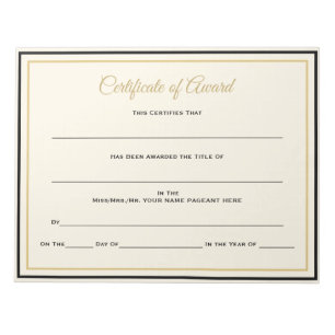 Pageant Certificates-Award Notitieblok