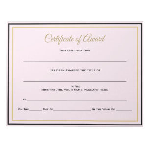Pageant Certificates-Award Notitieblok