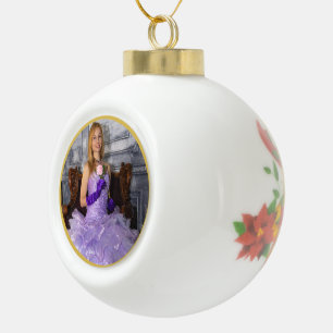 Pageant Christmas poinsettia Gepersonaliseerde fot Keramische Bal Ornament
