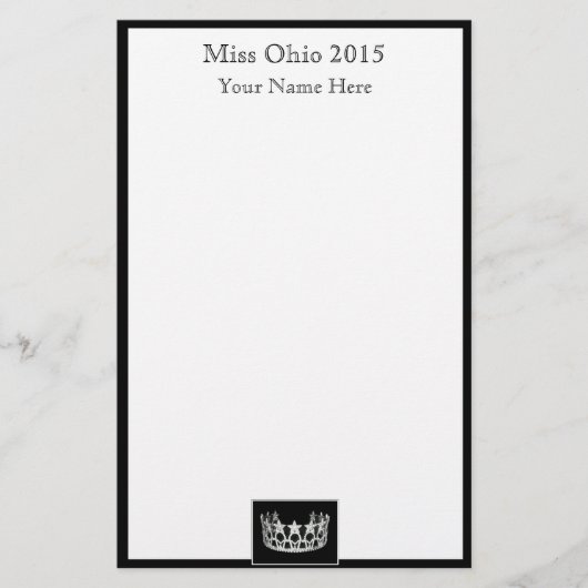 Pageant Crown & Aangepaste Naam Stationery Sheets Briefpapier (Voorkant)