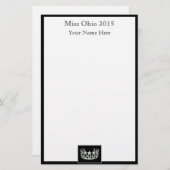 Pageant Crown & Aangepaste Naam Stationery Sheets Briefpapier (Voorkant / Achterkant)