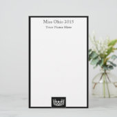 Pageant Crown & Aangepaste Naam Stationery Sheets Briefpapier (Staand voorkant)
