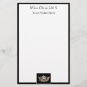 Pageant Crown & Aangepaste Naam Stationery Sheets Briefpapier (Voorkant)