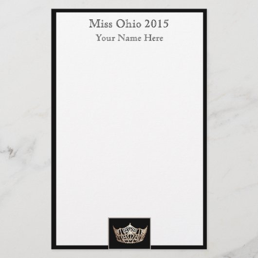 Pageant Crown & Aangepaste Naam Stationery Sheets Briefpapier (Voorkant)