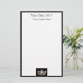 Pageant Crown & Aangepaste Naam Stationery Sheets Briefpapier (Staand voorkant)