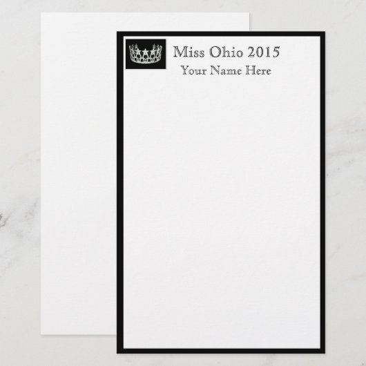 Pageant Crown & Aangepaste Naam Stationery Sheets Briefpapier (Voorkant / Achterkant)