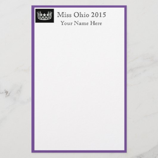 Pageant Crown & Aangepaste Naam Stationery Sheets Briefpapier (Voorkant)