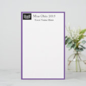Pageant Crown & Aangepaste Naam Stationery Sheets Briefpapier (Staand voorkant)