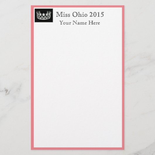 Pageant Crown & Aangepaste Naam Stationery Sheets Briefpapier (Voorkant)