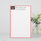 Pageant Crown & Aangepaste Naam Stationery Sheets Briefpapier (Staand voorkant)
