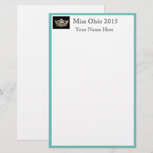 Pageant Crown & Aangepaste Naam Stationery Sheets Briefpapier (Voorkant / Achterkant)