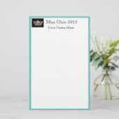 Pageant Crown & Aangepaste Naam Stationery Sheets Briefpapier (Staand voorkant)