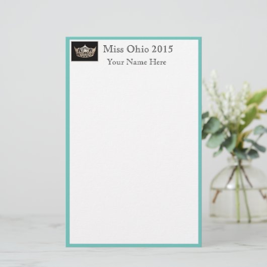 Pageant Crown & Aangepaste Naam Stationery Sheets Briefpapier (Staand voorkant)