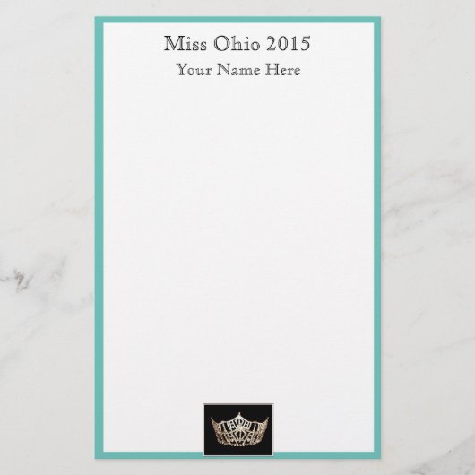 Pageant Crown & Aangepaste Naam Stationery Sheets Briefpapier (Voorkant)