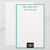 Pageant Crown & Aangepaste Naam Stationery Sheets Briefpapier (Voorkant / Achterkant)