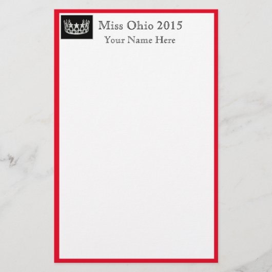 Pageant Crown & Aangepaste Naam Stationery Sheets Briefpapier (Voorkant)