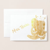 Pageant Crown Cowboy Boot Gold Bedankt Folie Kaarten (Voorkant met envelop)