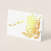 Pageant Crown Cowboy Boot Gold Bedankt Folie Kaarten (Voorkant)