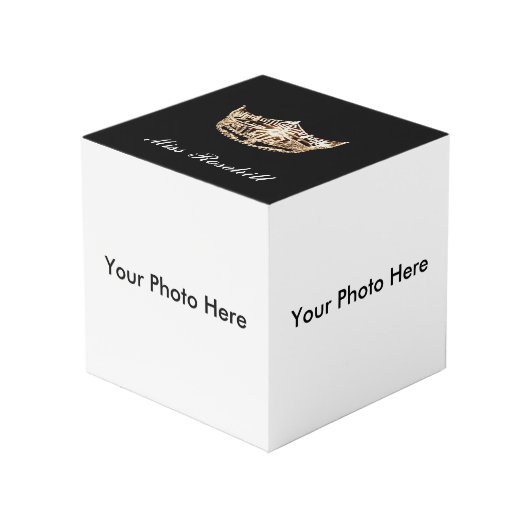 Pageant Crown Custom Photo Cube Kubus (Voorkant hoekig)