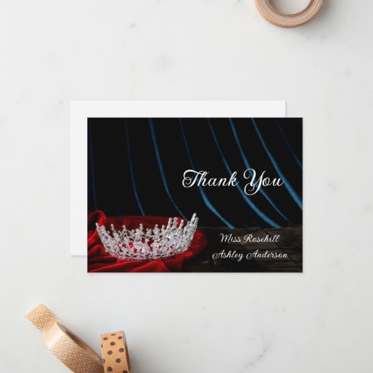 Pageant Crown Flat Hartelijk dank Notitiekaartje (Voorkant / Achterkant in situ)