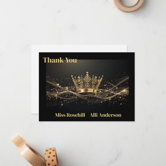 Pageant Crown Flat Hartelijk dank Notitiekaartje (Voorkant / Achterkant in situ)