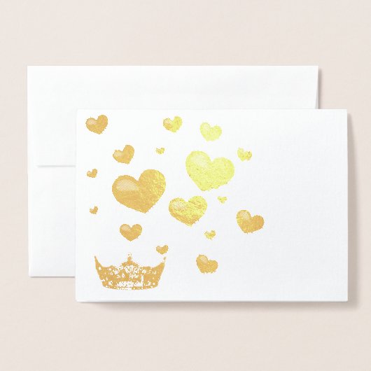 Pageant Crown & Hearts Bedankt Card Gold Folie Folie Kaarten (Voorkant met envelop)