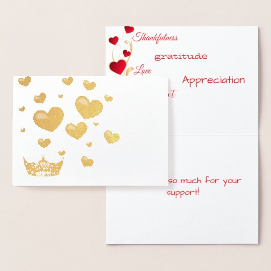 Pageant Crown & Hearts Bedankt Card Gold Folie Folie Kaarten (Display)