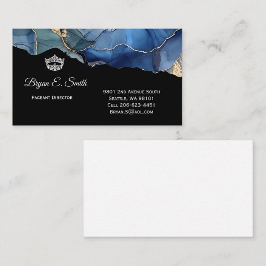 Pageant Crown Ink Swirl Visitekaartje (Voorkant / Achterkant)