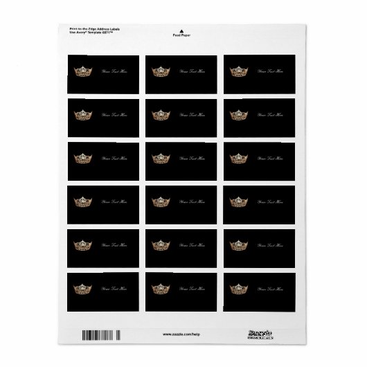 Pageant Crown Mailing Adreslabel Etiket (Full Sheet)