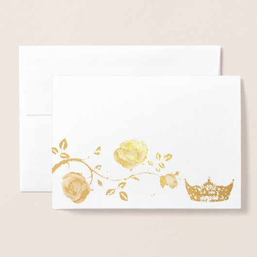 Pageant Crown & Roos wijnstok Dank u kaart Gold Fo (Voorkant met envelop)