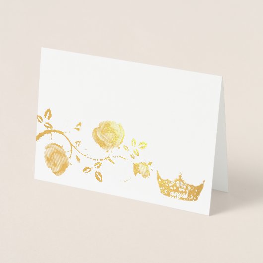 Pageant Crown & Roos wijnstok Dank u kaart Gold Fo (Voorkant)