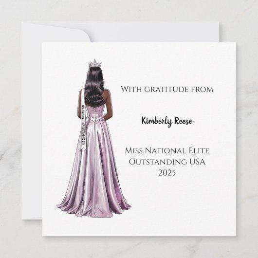 Pageant Flat Bedankkaart Ontwerp Koningin Portret (Voorkant)